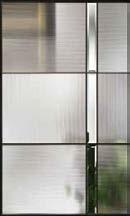A vertical band of 2 clear glass bevels completes this linear design, ideal for Modern home styles.