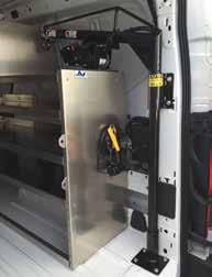The hoists are engineered with a heavy duty steel upper mount to evenly distribute the load throughout the van body.