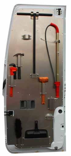 tools. Our full door panels allow you to mount large tools that are always in the way when stored elsewhere in the van.