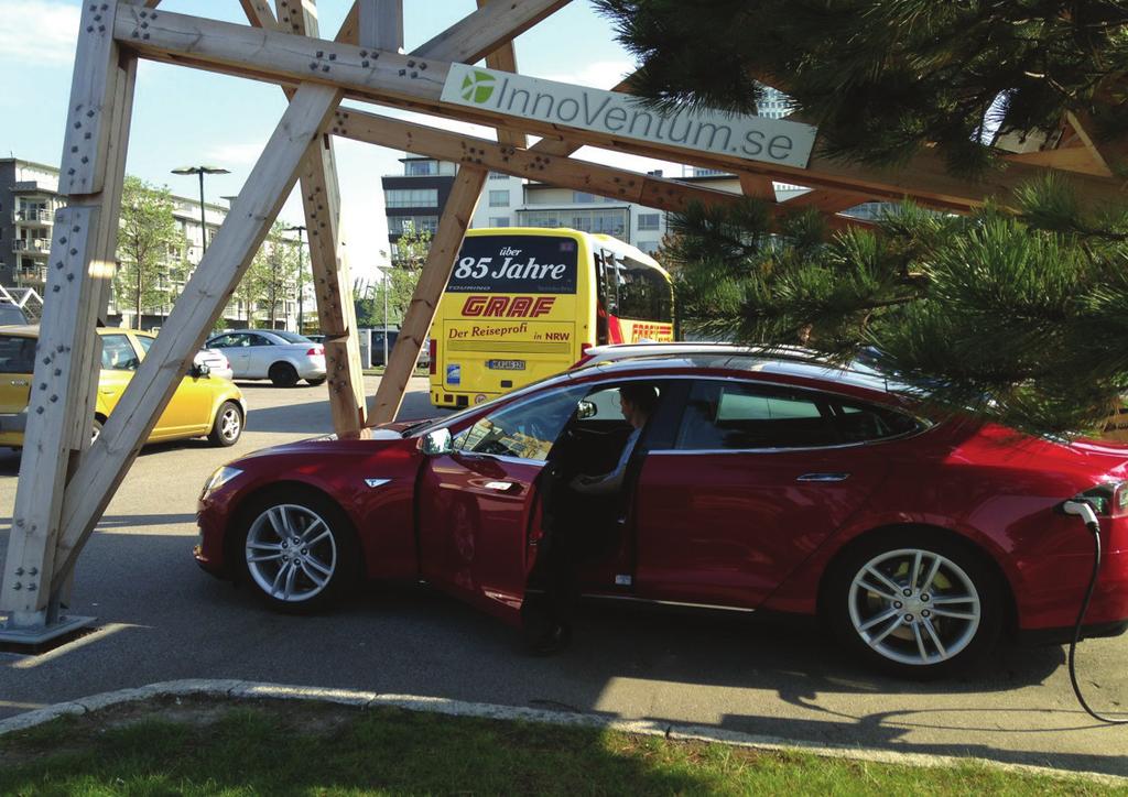 Tesla Model S charging at the