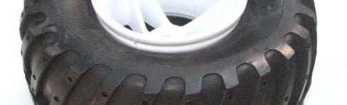 The tires should be fitted to the rims and the foam inserts placed into the tire cavity. To accomplish this, push the rims into the tire hole.