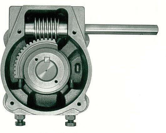 exceeds 150 ft lbs or 80 lbs pull on the handwheel, spur gears are provided on the input side of the housing to provide additional mechanical advantage.