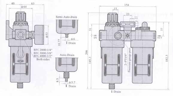 Abnormal Remove 5.7 Air control unit 1. An units as standard are self-relieving. 2. Spring-loaded piston-type units feature a balanced valve for superior regulation characteristics. 3.