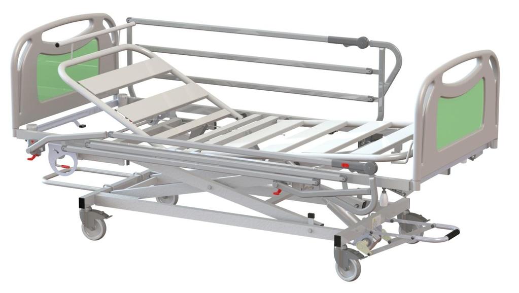 Manual & Hydraulic beds Niagara hydraulic bed 4947 Hydraulic variable height (37 cm to 79,50 cm) Mattress 200 x 90 cm 4 wheels diam 125 mm with individual break 2PA version Backrest assisted by jack