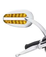 The forward-facing eye-level lamps command additional attention from oncoming traffic. Both mirrors flash when the emergency hazard lights are activated.