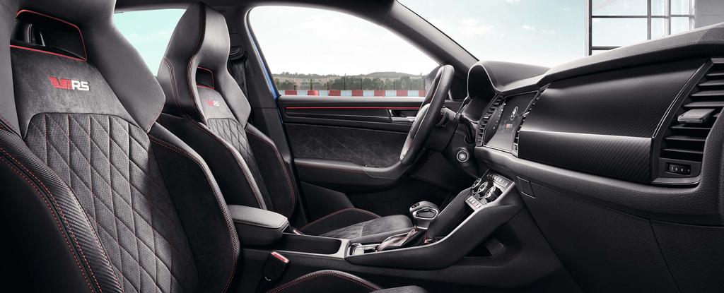 MAKE LUXURIOUS PIT STOPS Designed in exclusive black, the interior appeals to sport-minded