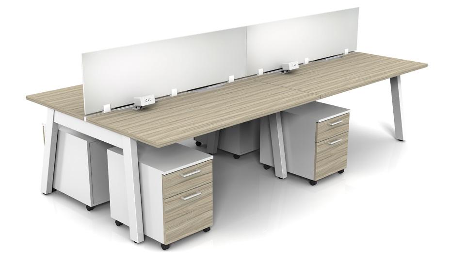Prise Benching System Prise, with an easy-to-access technology tray and desktop
