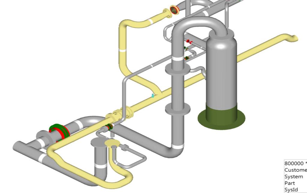 The installation Essential part: separator, suction system, 1 st stage discharge (yellow),