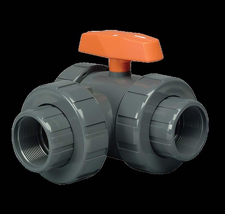 INDUSTRIAL SYSTEMS INDUSTRIAL SYSTEMS / SCHEDULE 80 VALVES SCHEDULE 80 UPVC VALVES LA SERIES LATERAL THREE-WAY TRUE UNION BALL VALVES OVERVIEW 1/2" TO 6" PVC AND CPVC KEY FEATURES PVC and CPVC PTFE