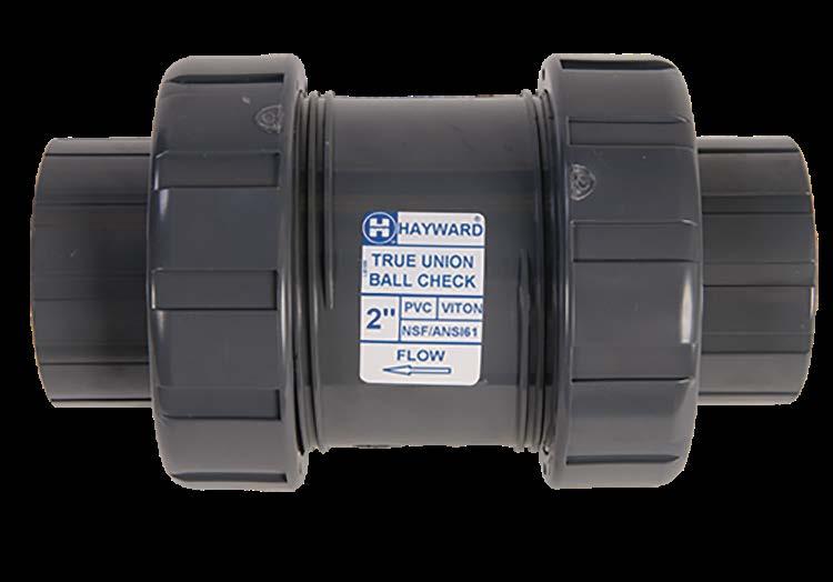 INDUSTRIAL SYSTEMS INDUSTRIAL SYSTEMS / SCHEDULE 80 VALVES SCHEDULE 80 UPVC VALVES TC SERIES TRUE UNION BALL CHECK VALVES 1/4" PVC, 1/2" TO 2" PVC, CPVC AND PP AND 3" TO 6" PVC AND CPVC KEY FEATURES