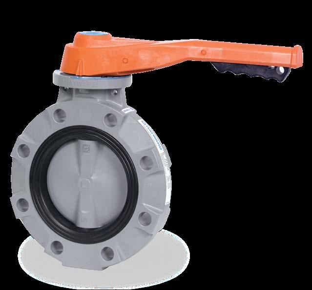 INDUSTRIAL SYSTEMS INDUSTRIAL SYSTEMS / SCHEDULE 80 VALVES SCHEDULE 80 UPVC VALVES BYV SERIES BUTTERFLY VALVES 2 TO 12 PVC, CPVC AND GFPP KEY FEATURES One Piece Injection Molded PVC, CPVC or GFPP