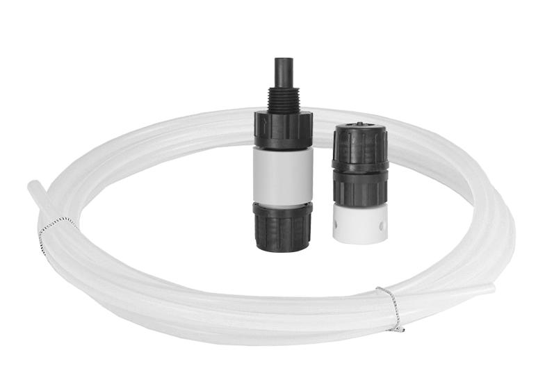 Accessories DME, DMS, DMM Installation kit The installation kit includes: foot non-return valve with strainer and weight injection non-return valve, spring-loaded 20 ft (6 m) PE discharge tubing 6 ft