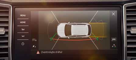 FRONT ASSIST INCLUDING AUTONOMOUS BRAKING The Front Assist safety system, which is standard across the KODIAQ range, uses a radar device in the front grille, monitoring the area in front of the car
