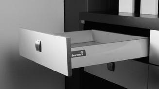 Drawers F-1 Box: the Double Wall Drawer Product Characteristics - Extremely silent, stable, and smooth mechanism - Available lenghts: mm 270, 300, 350, 400, 450, 500, 550-86 mm high side plate made
