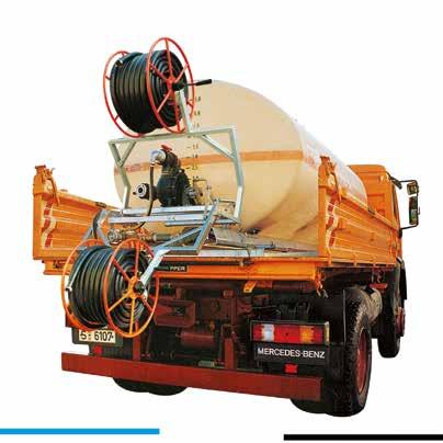 Mobile irrigation system BWS 500 [PG 8] Mobile irrigation system BWS 500 for platform vehicles or stationary operation Oval tanks: made from glass fibre reinforced plastic, GRP with extended steel