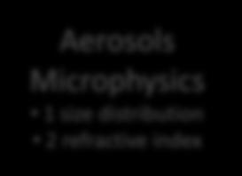 Input parameters Aerosols Microphysics 1 size distribution 2 refractive index