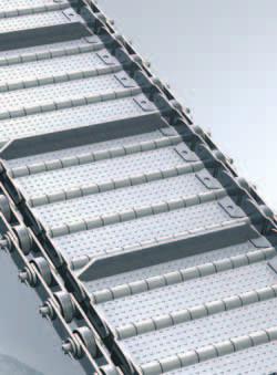 materials with a high proportion of coolant Hinged belt conveyor with corrugations for transporting sticky parts Standard