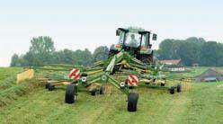 Swadro 807, 810, 907 Trailed twin-rotor side-delivery rakes working at