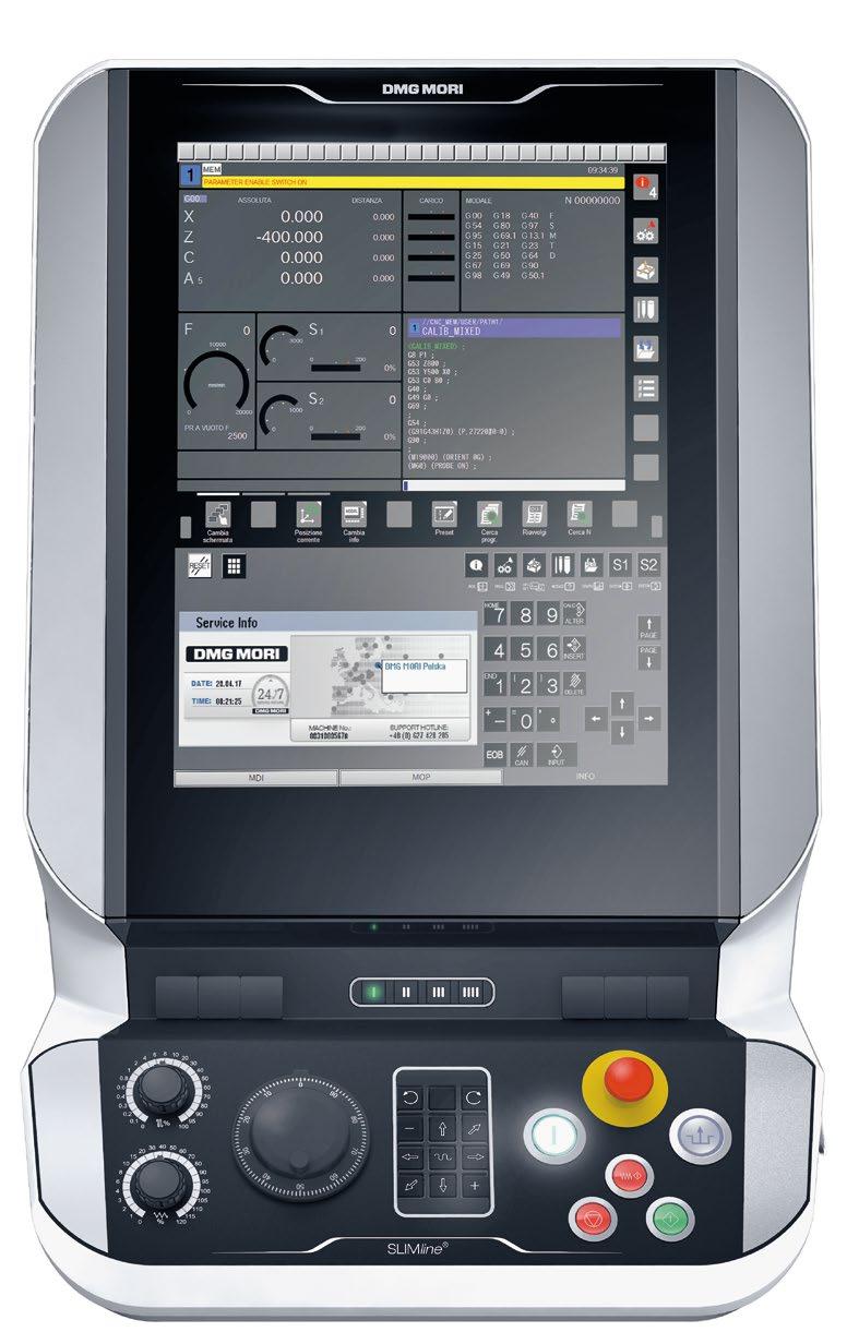 he new revolutionary DMG MORI SLIMline touch-control with the CNC System FANUC ihmi he new DMG MORI 19 SLIMline touch-control with FANUC iseries with ihmi, completed with 3D control technology