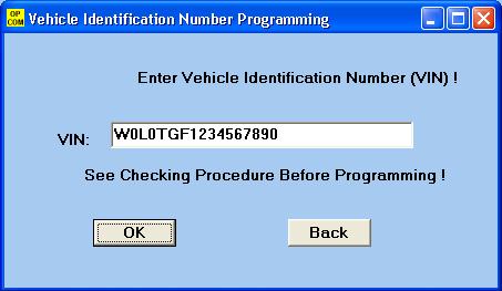 14 [Program Vehicle Identification Number (VIN)] With the help of this function, you can program the VIN of your