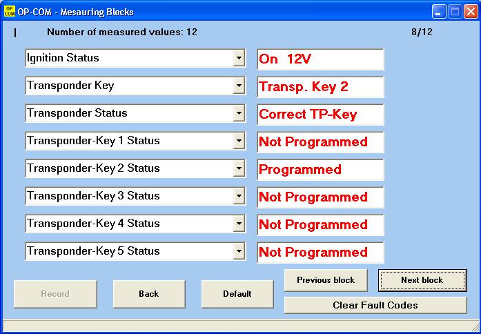 3 For the immobiliser system, you can program up to five keys. On this example, you can see, that only one key is programmed. The immobiliser and the Engine ECU is connected together via a W-Line.