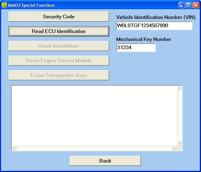 4 Under the [Special Functions], you can - Read ECU Identification - Reset Immobiliser - Reset Engine ECU - Erase