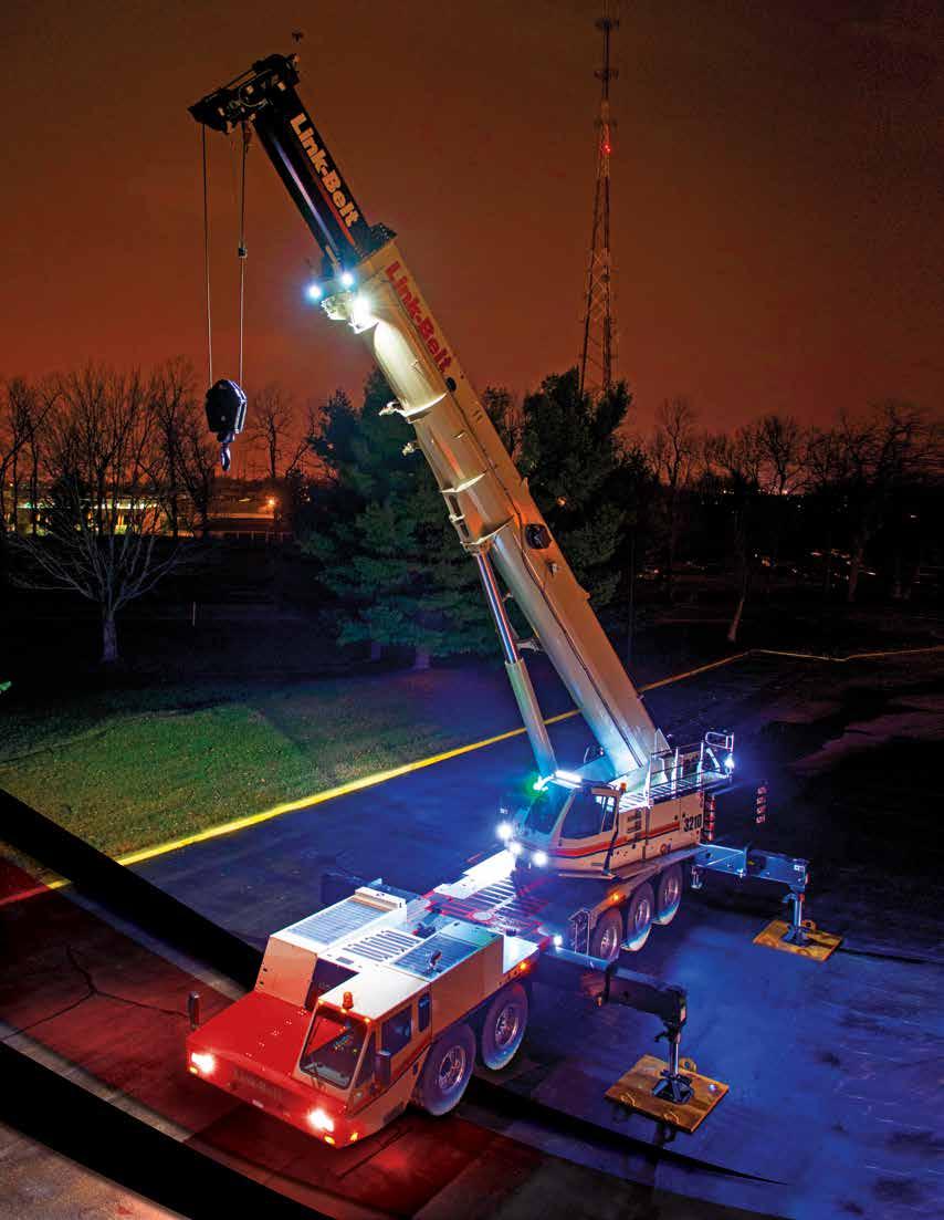 210-ton (185.0 mt) All Terrain Crane 44.3 ft to 200.1 ft (13.5-61m) 6-section pin & latch boom Seven boom extend modes provide superior capacities: EM1-EM7 Optional 12-40-67 ft (3.65-12.2-20.