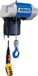 2 lifting speeds as standard feature Load capacity: up to 2500 kg Lifting speed: up to 16 m/min Electric chain hoist ABUCompact GM6 with ABUCommander push button pendant as standard