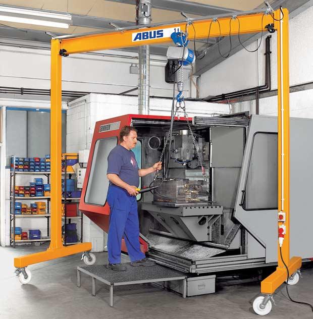ABUS lightweight mobile gantries. Take it where you need it. With the ABUS lightweight mobile gantry, you can mobilize the lifting power of an ABUS electric chain hoist.