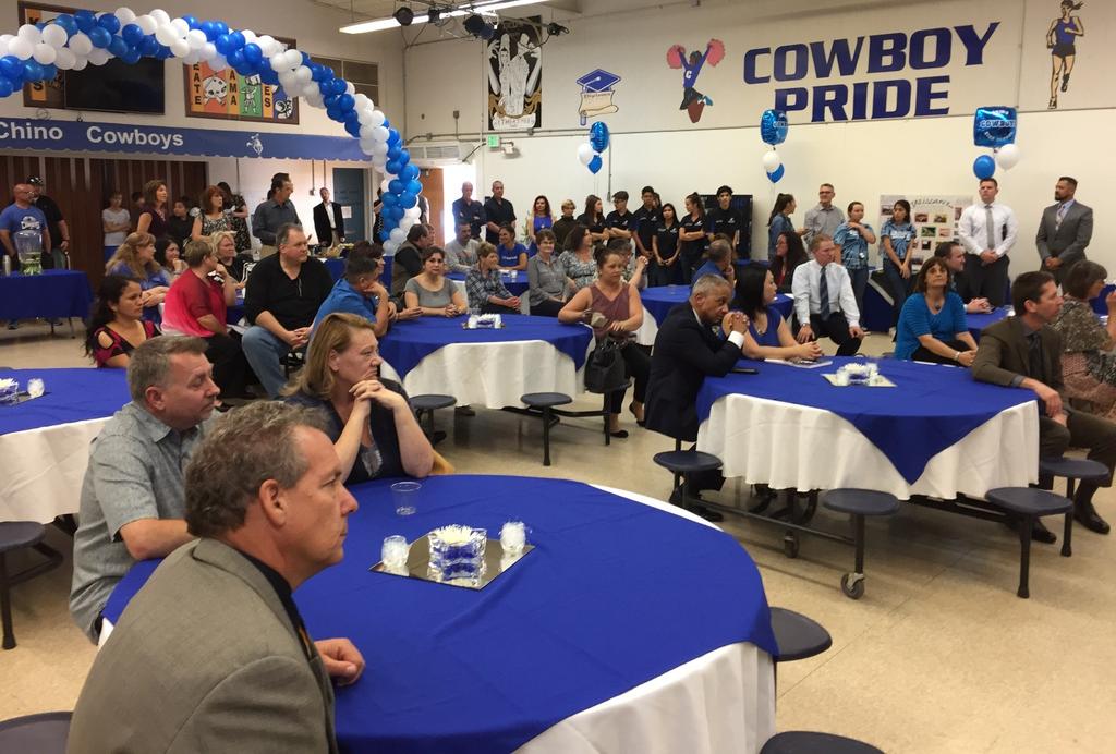 A mix of Chino High students, parents, faculty, alumni, community leaders, Chino Valley Unified School District administrators, and Western Association of Schools and Colleges (WASC) Accreditation