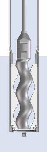 Its worm-shaped impellor (eccentric worm) is guided in a stator shaped as a mating counter part.