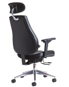 Ergonomic padded seat and back for enhanced comfort Head rest and lumbar support Chrome star base with twin wheel hooded