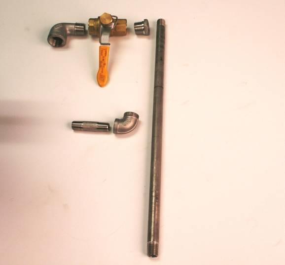 4.25 Locate the following Zero Retain components: ¼ inch 14 ½ inch stainless steel nipple, P/N SPS100060,