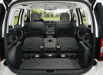 The three independent rear seats not only fold down but can also be easily