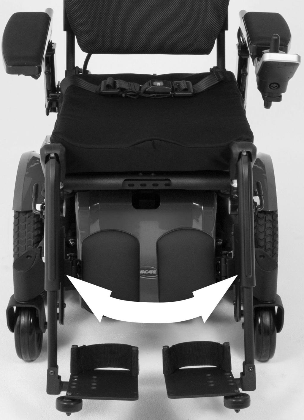Invacare Ultra Low Maxx by Motion Concepts 1. Loosen the mounting screw J on the front rigging angle hinge to decrease the rotation effort. DO NOT remove the footplate mounting screw. 1. 2.