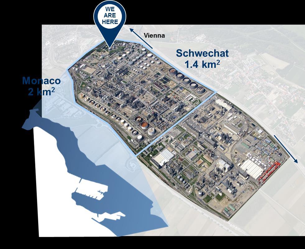 Schwechat refinery and Borealis plant close proximity and synergies Airport Schwechat Sole refinery in Austria (9.