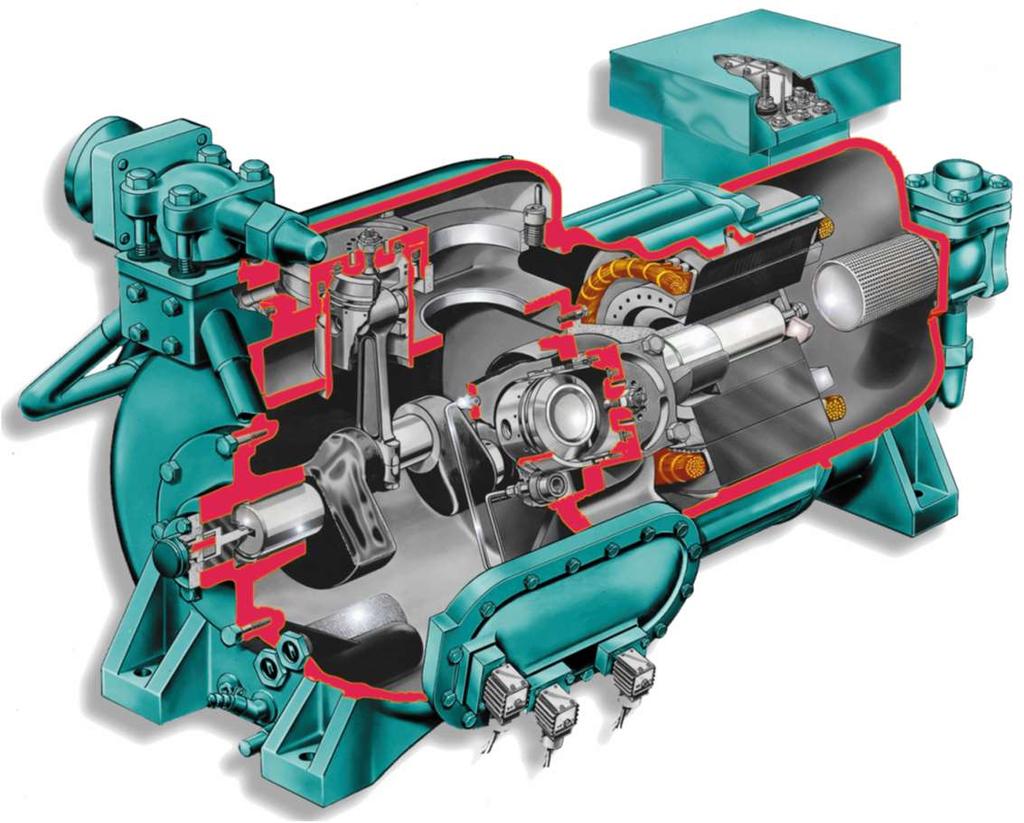 compressors, the gas is compressed to an intermediate pressure in the first stage and then cooled to a lower temperature before being compressed further in the second