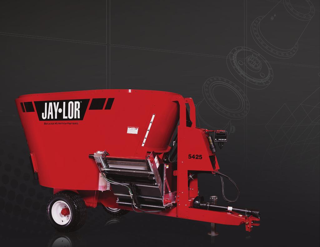 SINGLE AUGER MIXERS: 5000 SERIES Jaylor Single Auger TMR mixers are available in a variety of configurations ranging in capacity from 350 to 575 cubic feet (ft 3 ).