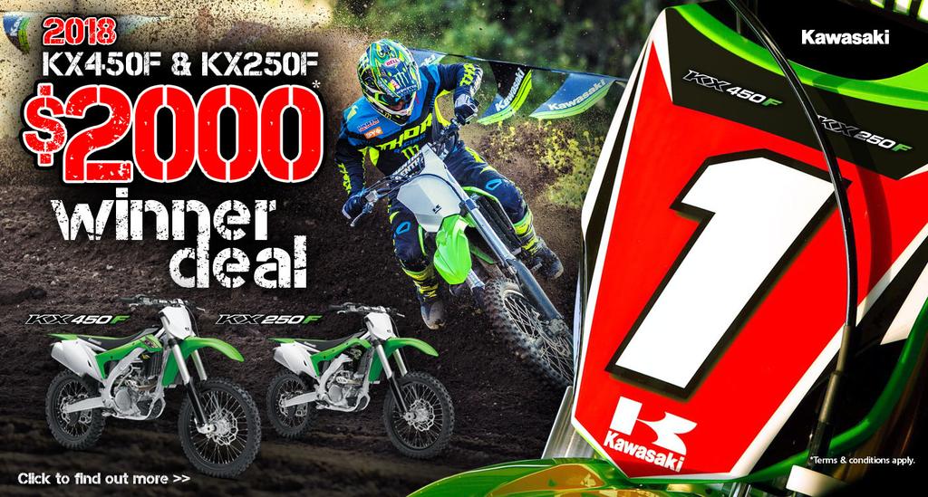 Click the icons for more information KEY FEATURES OF THE 2018 KX250F 4 position adjustable handlebar Separate Function front Fork (SFF) Type 2 with revised settings Oversized petal disc brakes