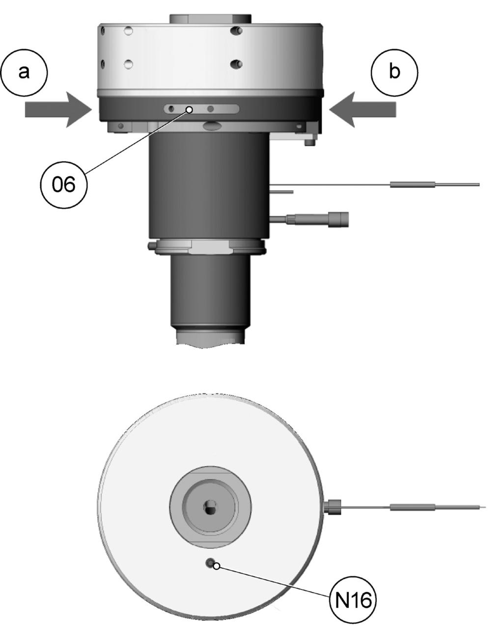 10.6.8 Valve in Height djustment 1) Drive valve pin in closed position with reduced pressurized air of approx. 2.76 bar (40 psi). 2) Unscrew the hexagon socket cap screw (N16).