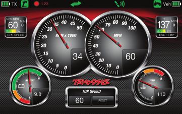 precision. Install Traxxas Link telemetry sensors on the model, and Traxxas Link displays real-time data such as speed, RPM, temperature, and battery voltage.