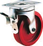 Medium to Heavy Duty Range Pressed steel bracket with bright zinc finish Roller ball bearing swivel head Wide selection of wheel types Capacities of 400-1090Kg Combined swivel and wheel brake on some