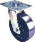 Medium to Heavy Duty Range Fabricated steel bracket Double ball race swivel head Wide selection of wheel types of 150-600Kg Two way directional lock options Footbrake options sizes from 100mm to