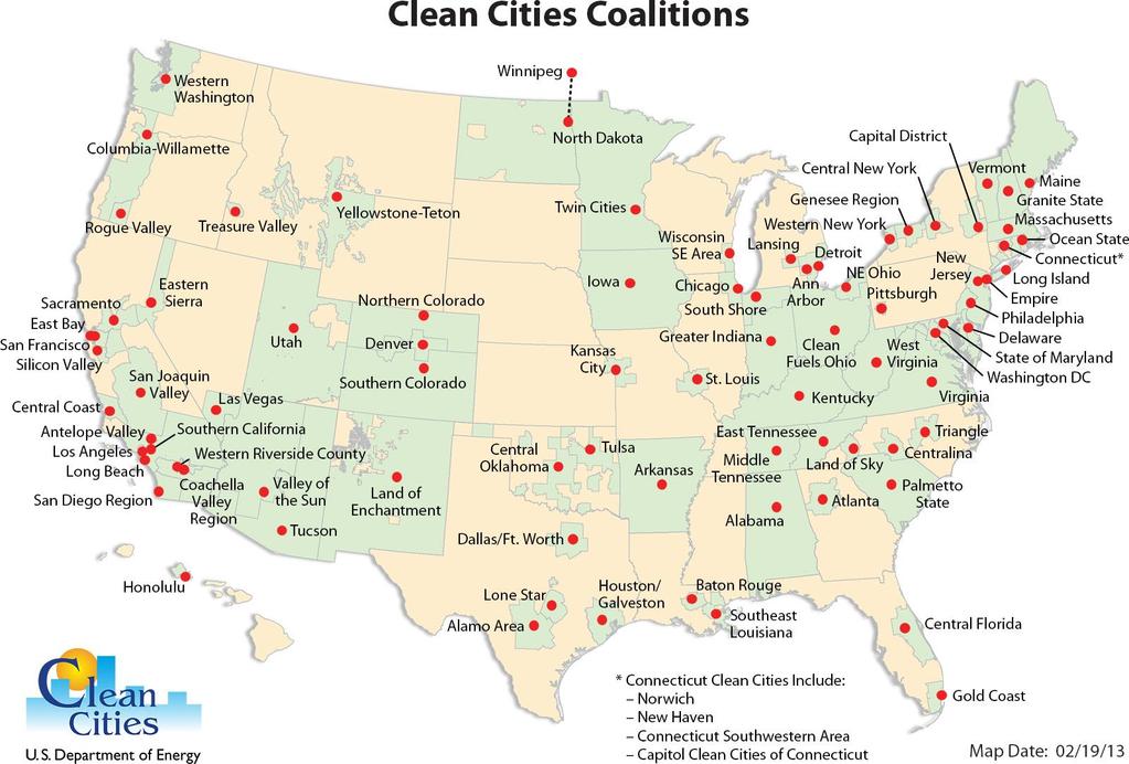 Clean Cities Coalitions Nearly 100 coalitions throughout the United States 660,000 AFVs using