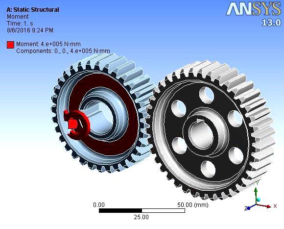 2 Boundary condition Frictionless support is applied on inner rim of the pinion and