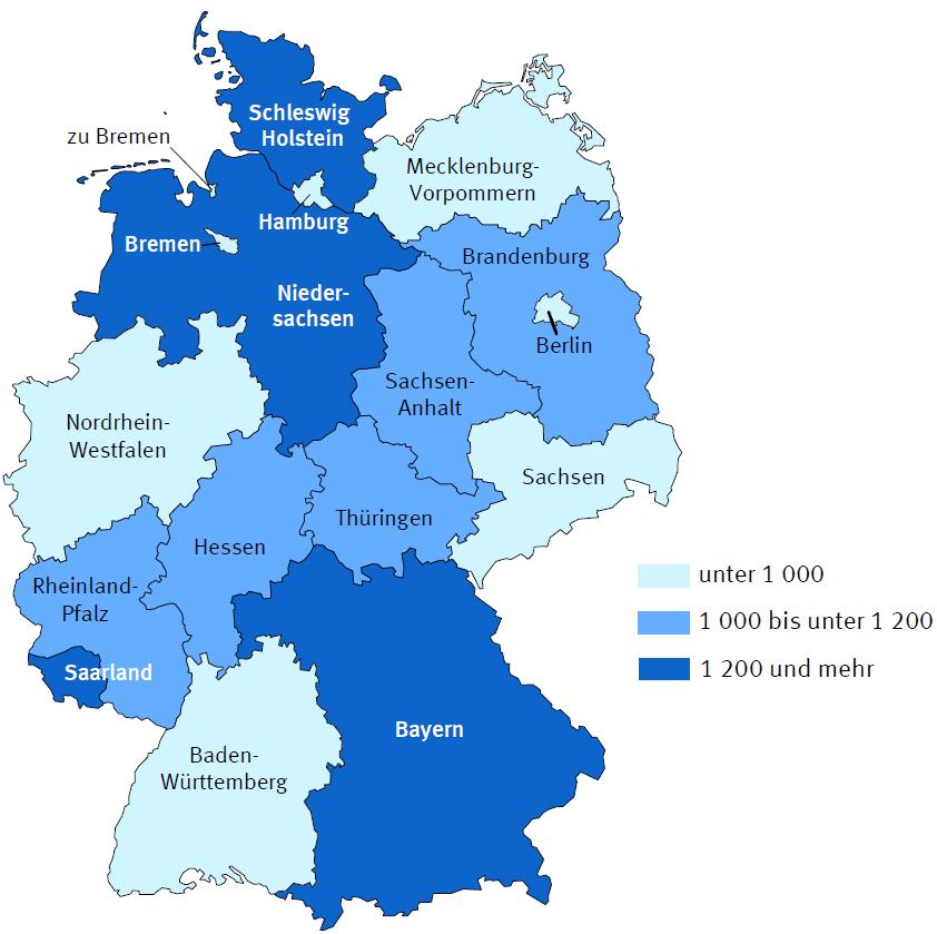 Differences in Accident rate for 18-24 years in Federal States of Germany