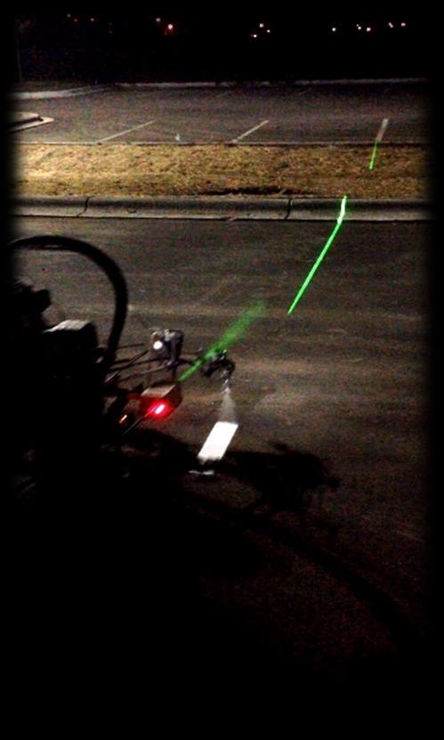 Since the green laser line is visible along its entire length, it allows you to line up on two points and stripe a perfectly laser true line without using a