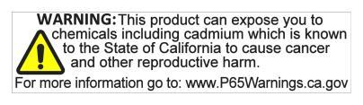 Certification Label State of California Prop 65