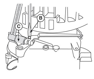 Note direction of rotation of the governor arm attached to the throttle linkage. 3.