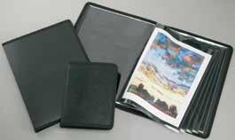 Features snap closure, handle on spine, and black multi-ring design. Includes 10 acid-free, archival protective sleeves. EB1401 11" x 8½" $57.00 ea EB1402 14" x 11" 76.